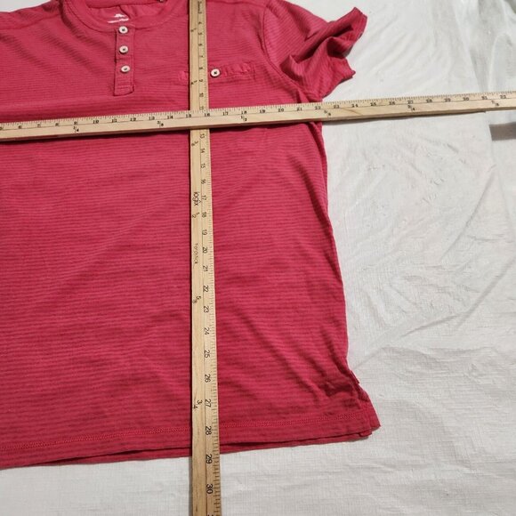 Tommy Bahama Mens Size M Schooner Stripe Henley Tee Short Sleeve Shirt Red ---5 - Picture 6 of 11